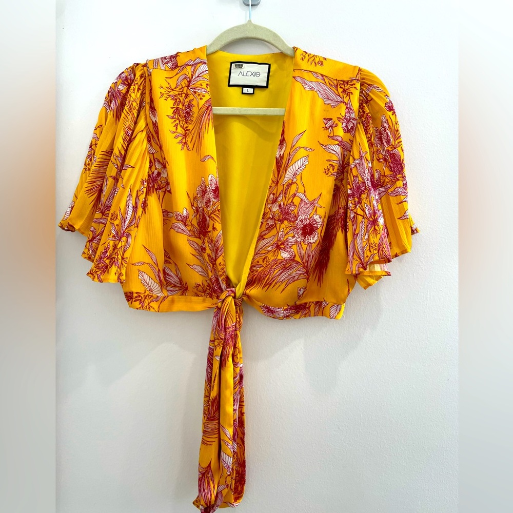 Alexis Cropped Top/ bolero, wrap with cross over detail. Size L